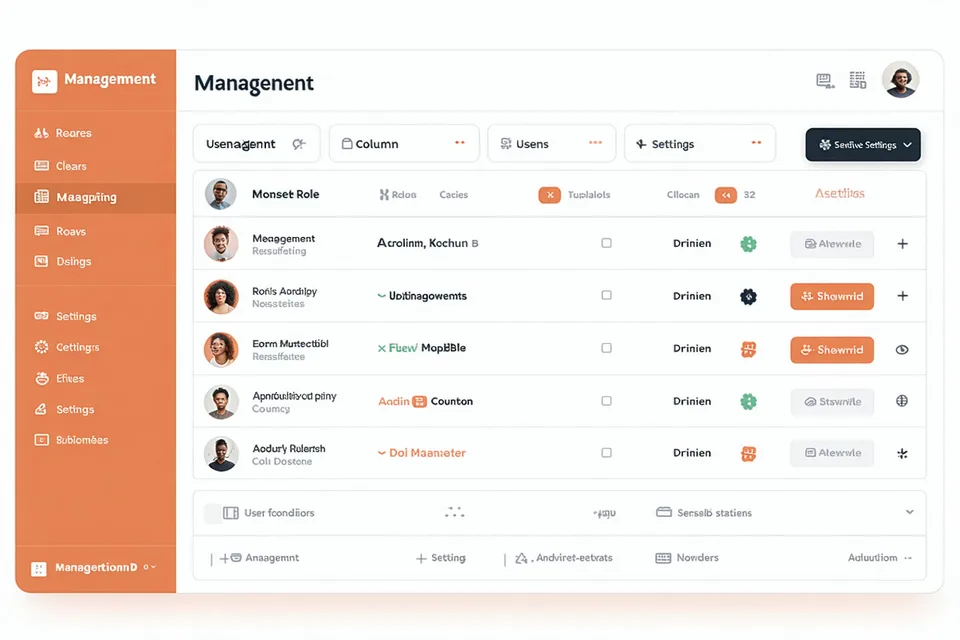 Cor admin permissions panel showing team member list with role dropdowns, workspace settings sidebar, and active/archived flow toggle