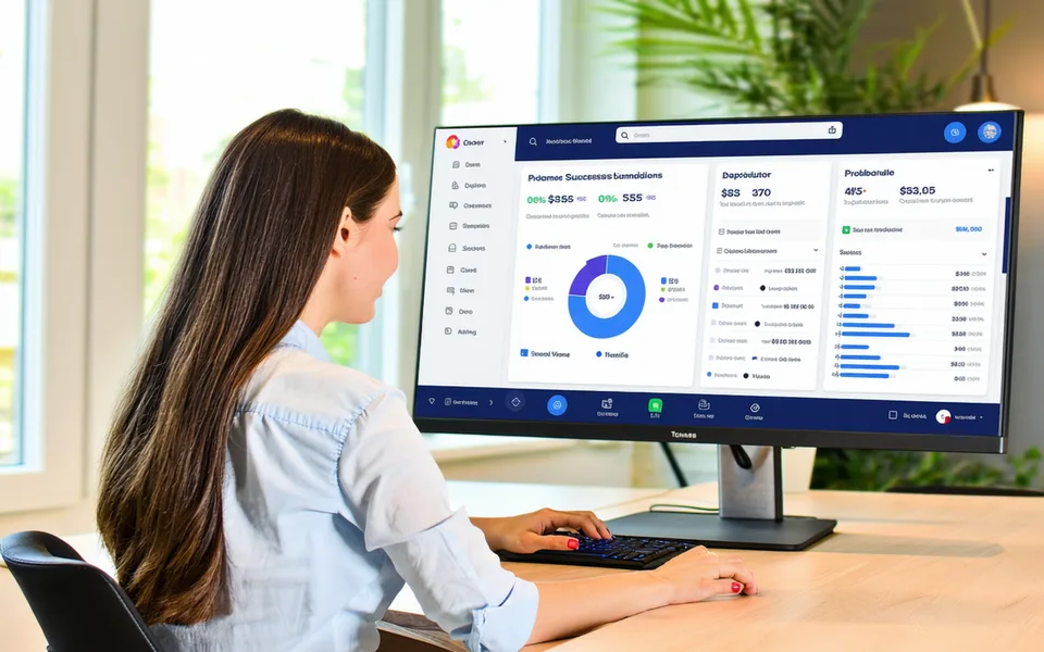 Customer success manager walking a customer through product onboarding via video call, both screens visible
